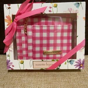 NIB Nanette Lepore Pink Checkered Card Holder